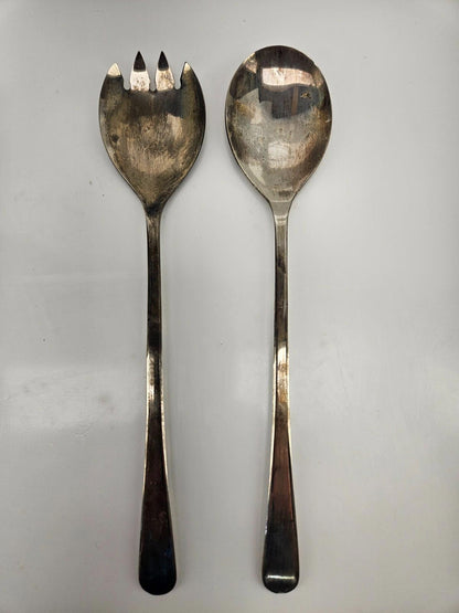 Sheffield England Silverplate Salad Serving Fork & Spoon Set 9"