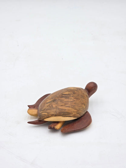 Vintage Wooden Hand Carved Turtle Figurine