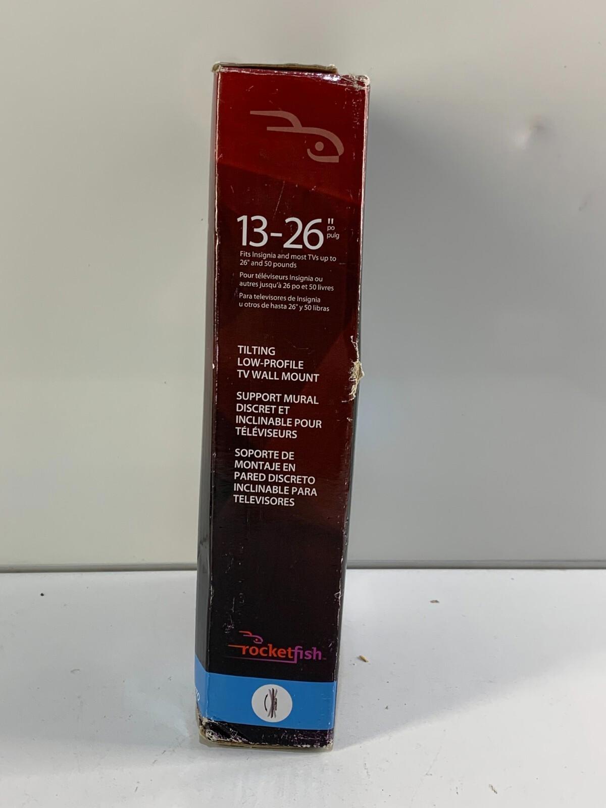 Rocketfish Tilting Low-Profile TV Wall Mount Bracket, TVs 13-26 inches, Black.