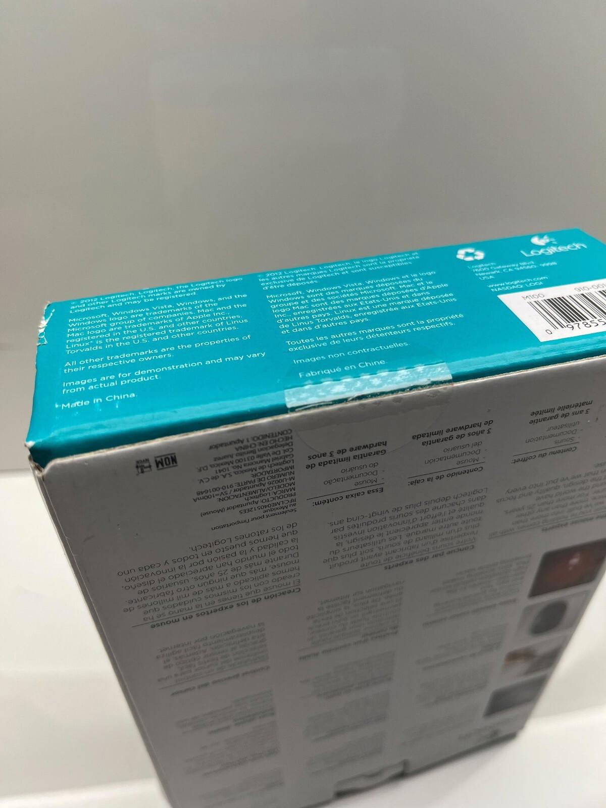 Logitech M100 Wired USB Optical Mouse New In Box