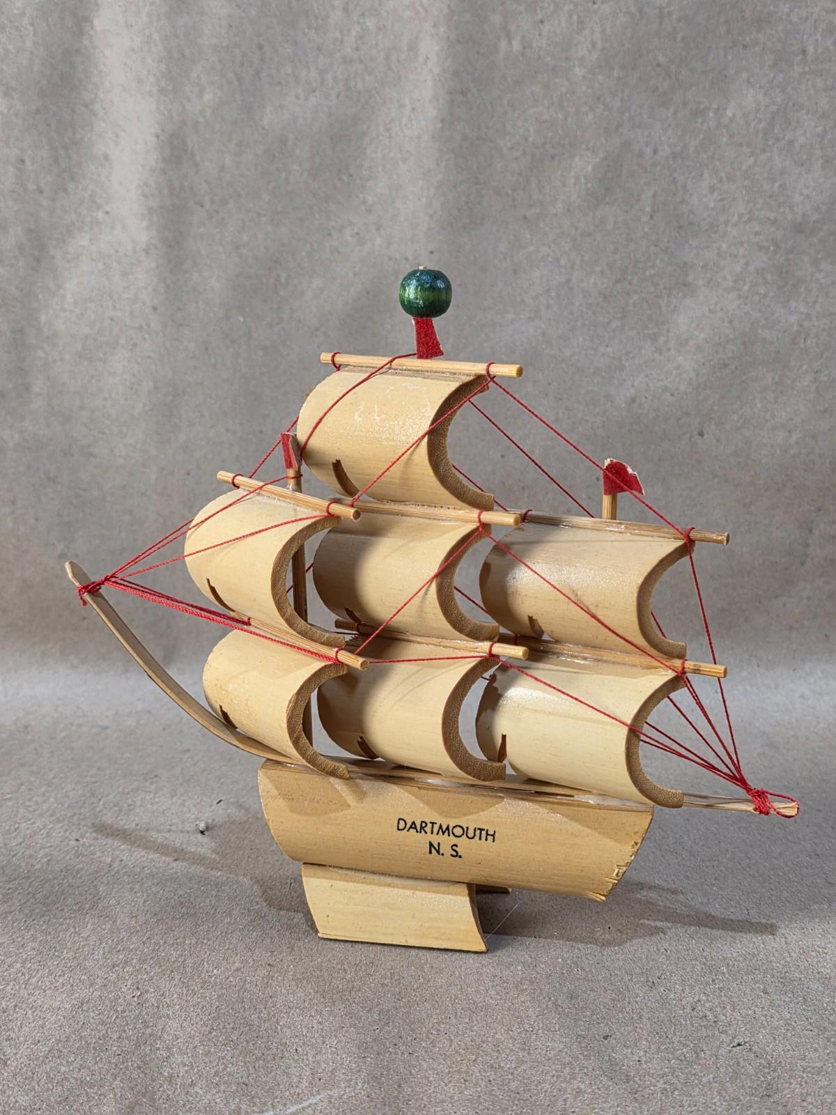 Vintage Bamboo Made Sail Boat Box Fluyt Ship - DARTMOUTH N. S.