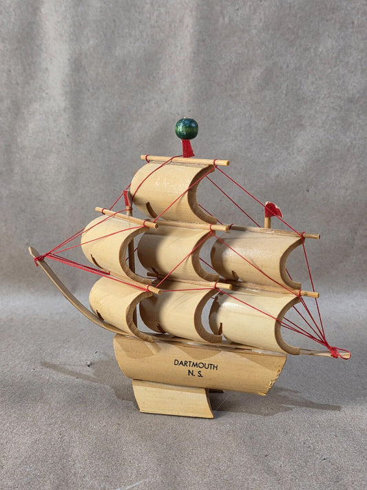 Vintage Bamboo Made Sail Boat Box Fluyt Ship - DARTMOUTH N. S.