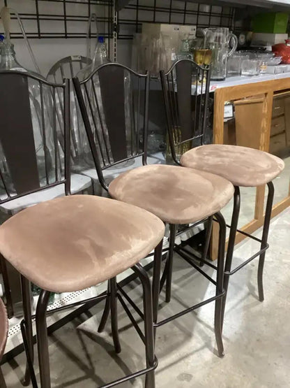 Brown Metal Bar Stools - Set of 3