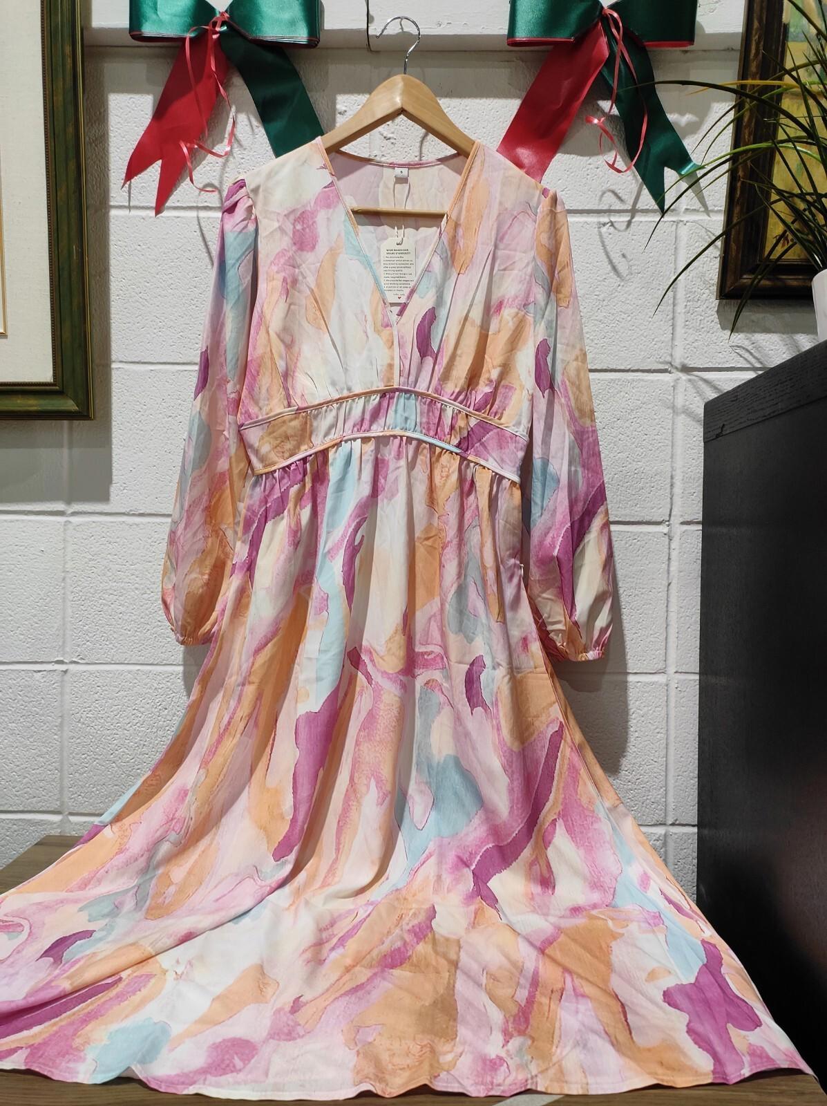 NWT Fashion Holiday Bohemian Flower Maxi Dress Women Floral size- S