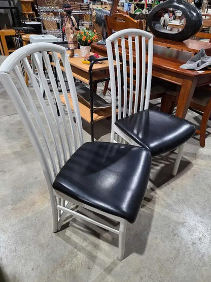 White Wooden Dining Chairs (2)