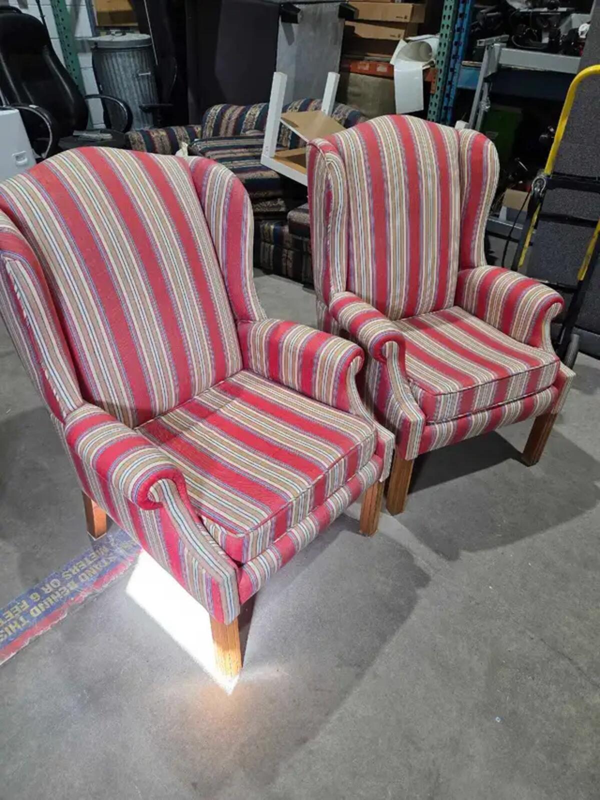 Kamor Furniture Striped Wingback Chairs - 2 Available