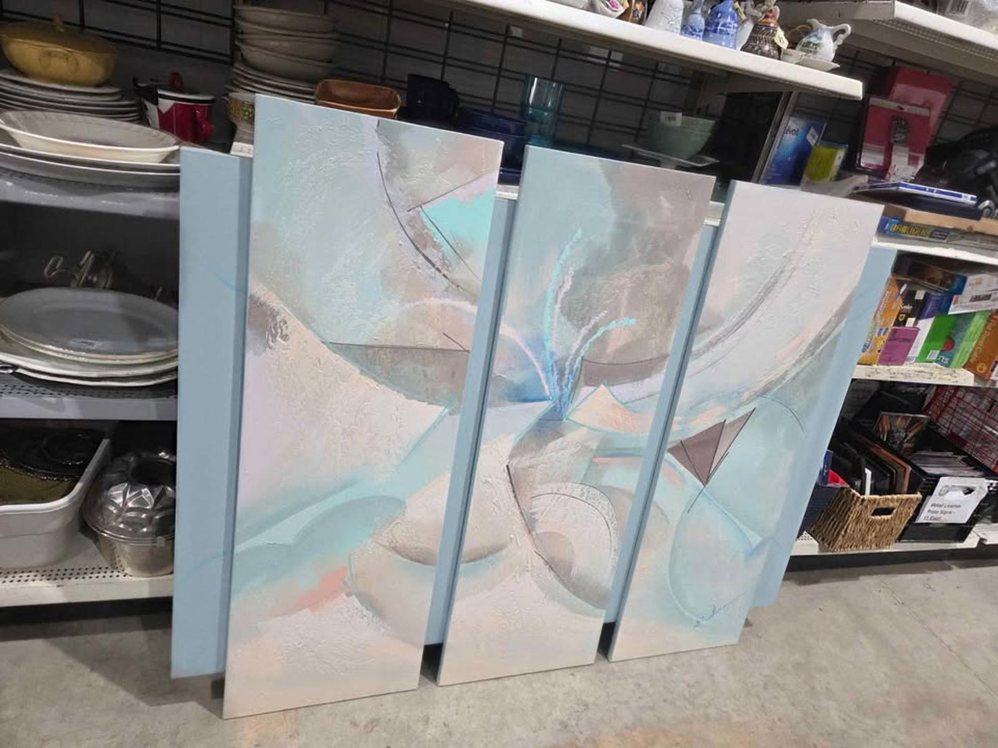 Abstract Art Triptych 3 Piece Canvas Set Pastel Colors