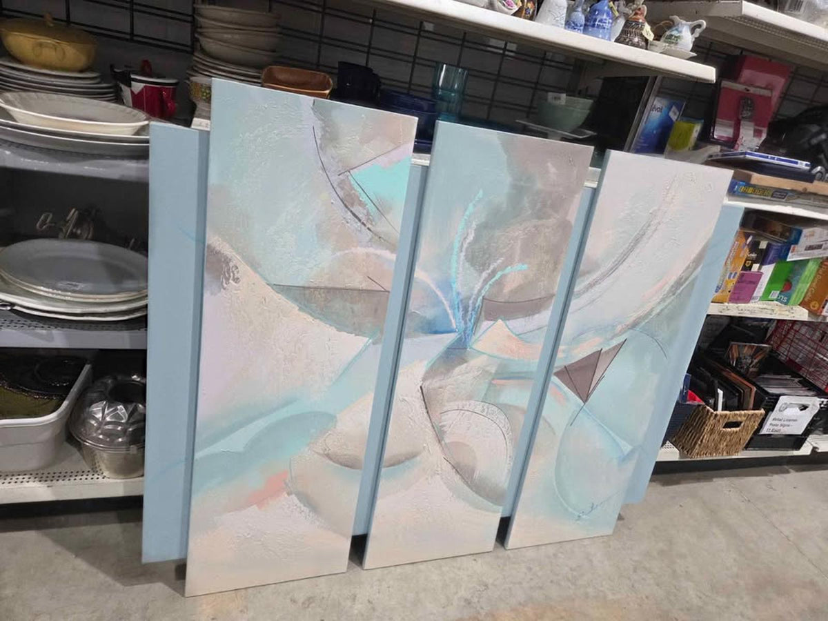 Abstract Art Triptych 3 Piece Canvas Set Pastel Colors