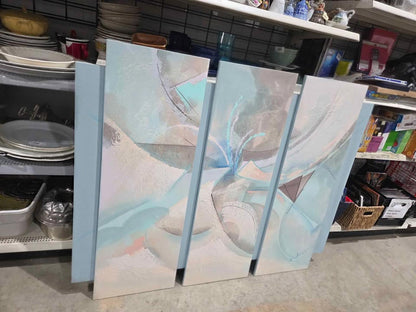 Abstract Art Triptych 3 Piece Canvas Set Pastel Colors