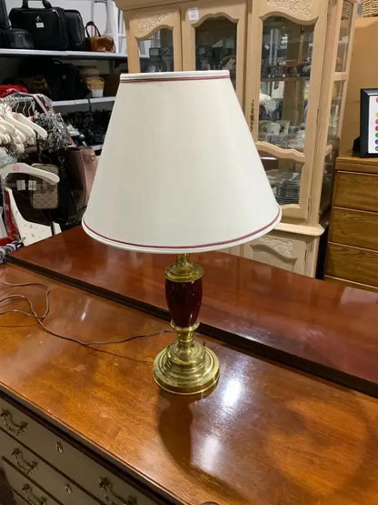 Vintage effect Gold and Maroon Table Lamp