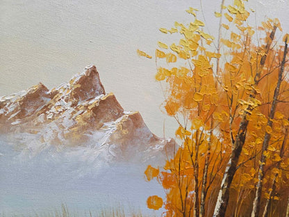 P. Carlo Framed Landscape Painting - Autumn Mountain Scene 44x31"