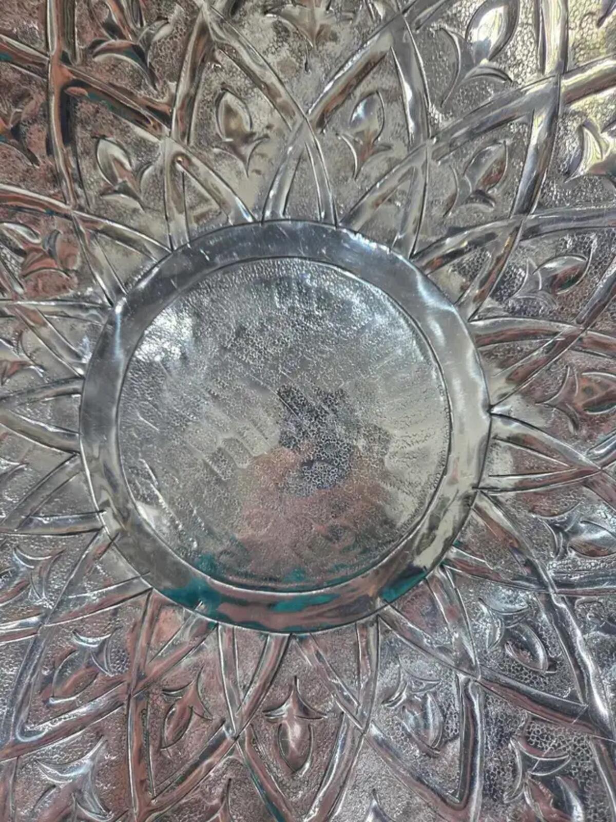 mid-century hand-wrought or hammered aluminum square bowl