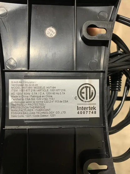 Intertek Black Table Fan