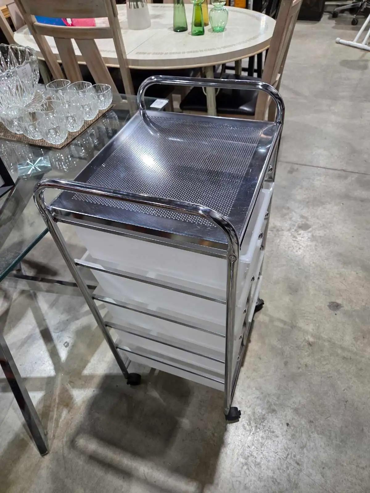 Chrome Rolling Storage Cart