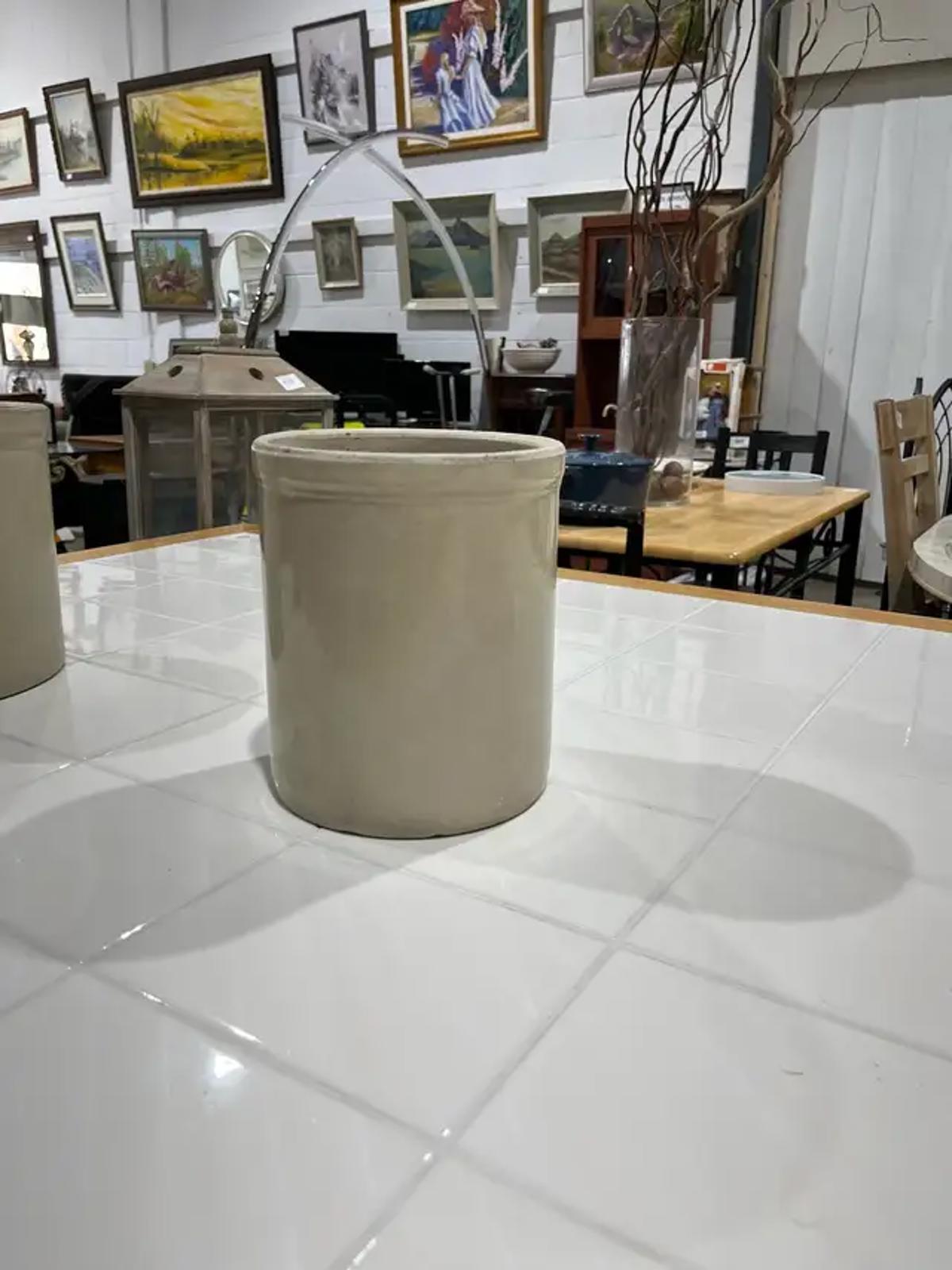 Beige ceramic planter