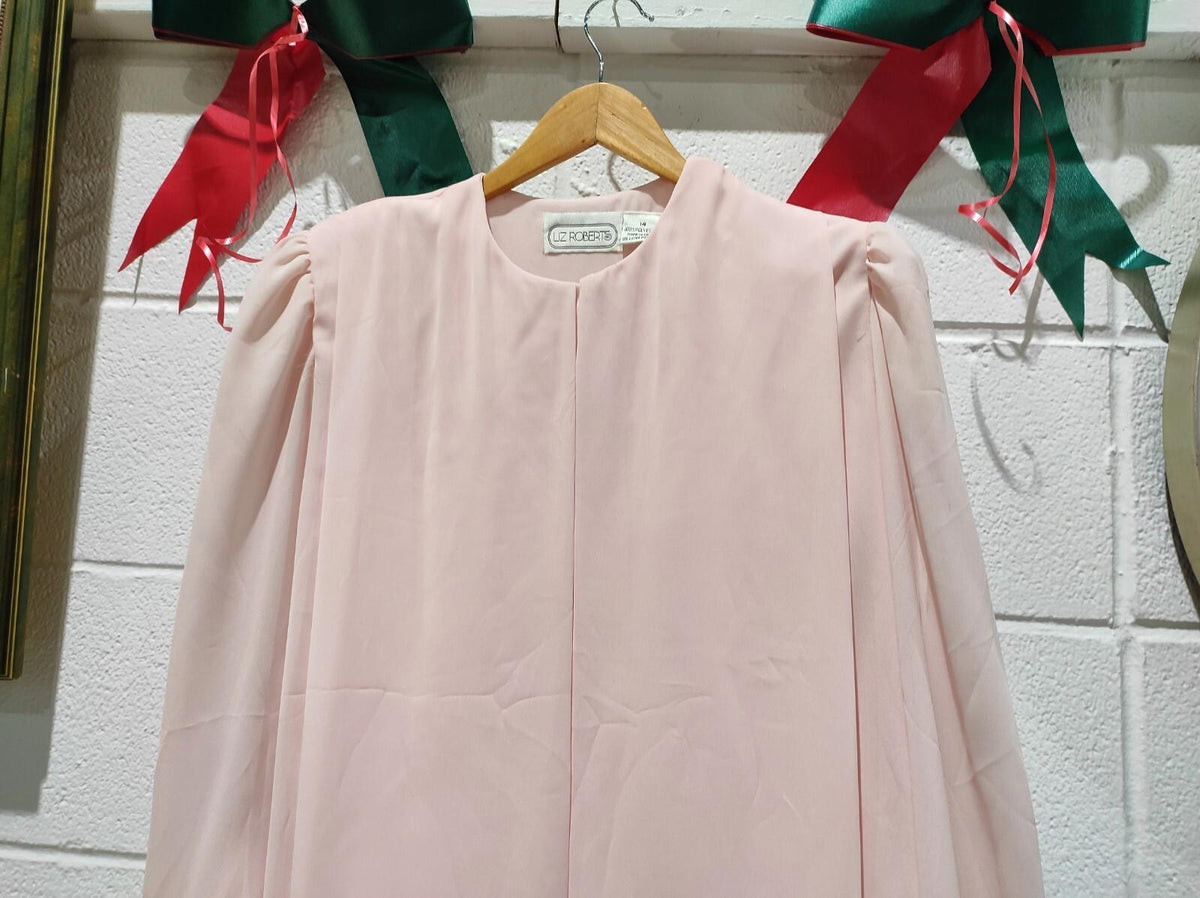 Tunique vintage Liz Roberts, robe courte, taille 14 (L), rose
