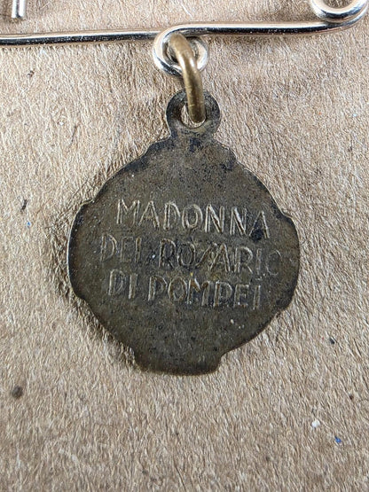 Antique Madonna del Rosario di Pompei Pendant Vintage Italian Catholic Religious