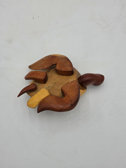 Vintage Wooden Hand Carved Turtle Figurine