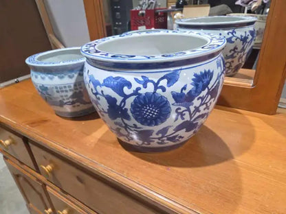 Asian Ceramic Planters Set