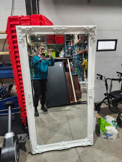 Ornate White Full Length Wall Mirror