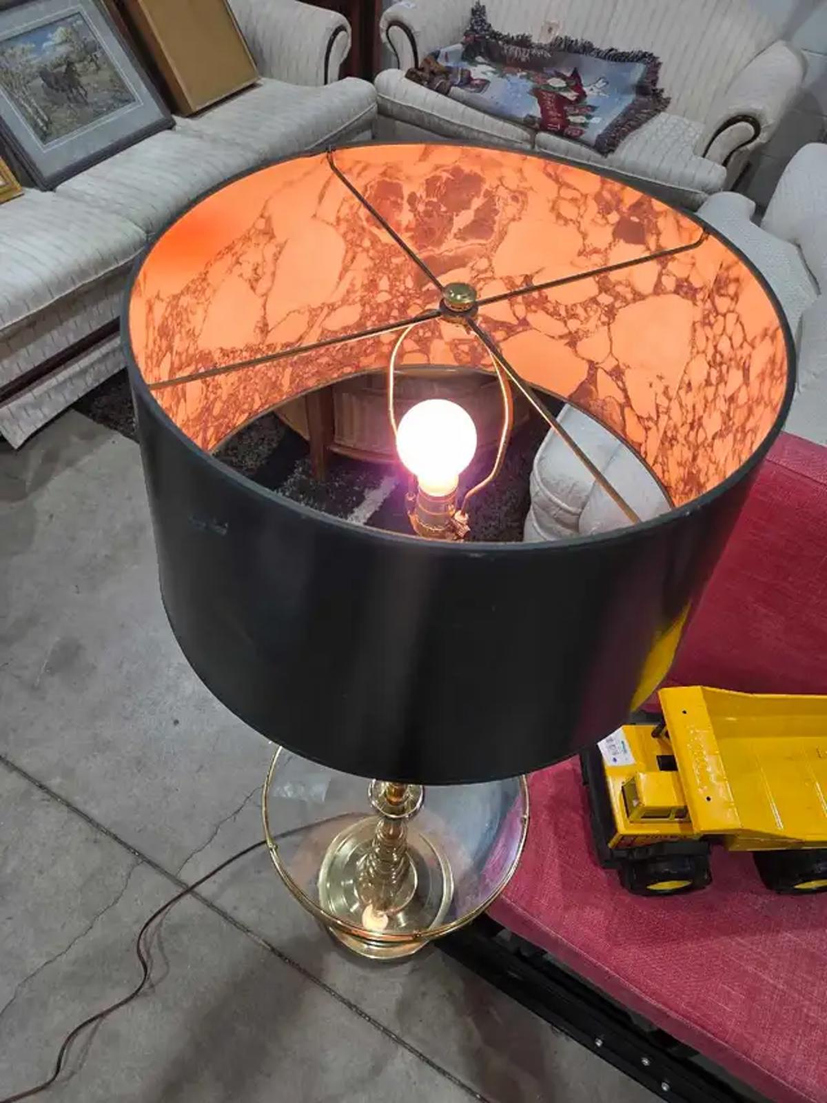 Vintage Gold Lamp with Glass Table