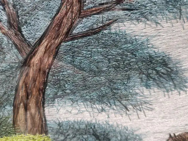 Framed Silk Embroidery Art - Very Unique!