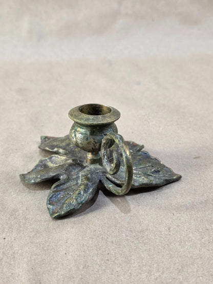Vintage Early 20th Century Japanese Brass Lily Pad Candle Holder