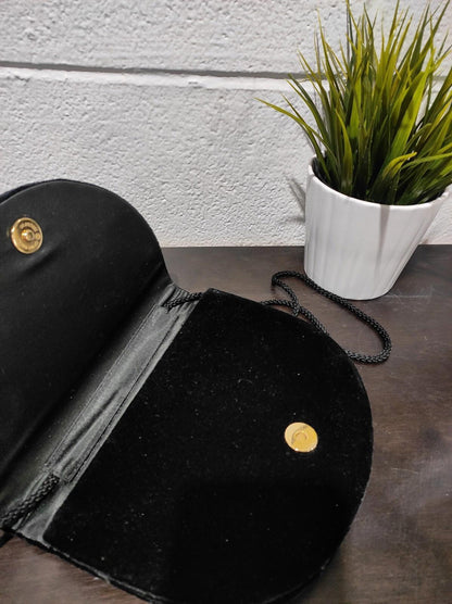 Carolyne Barton Night Black Velvet Evening Bag Purse Clutch