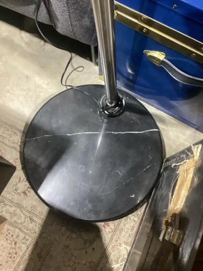 2M Tall Hanging Silver Floor Lamp with Black Base