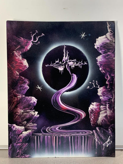 Original Spray Paint Art Surrealistic Outer Space