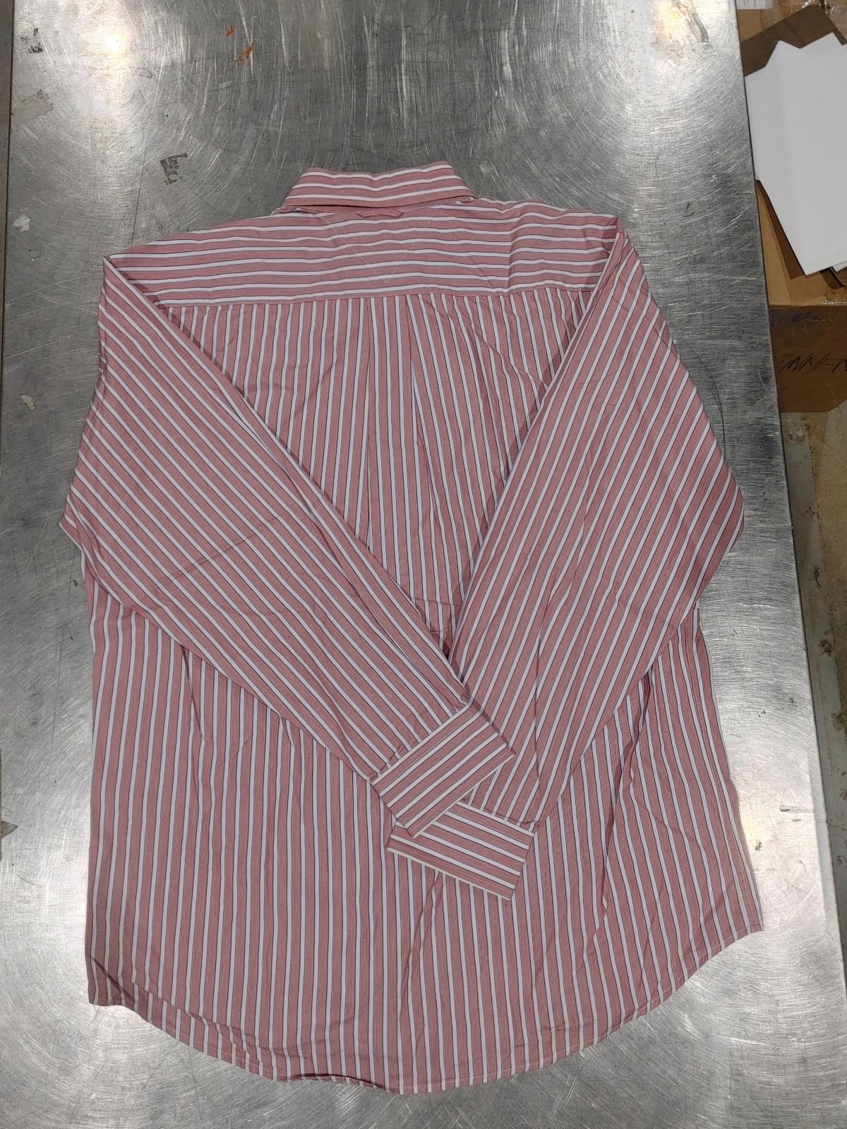 Excellent Condition Tommy Hilfiger Red Striped Button Shirt Size L 80's 2 ply