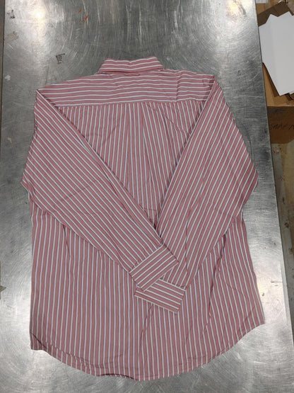 Excellent Condition Tommy Hilfiger Red Striped Button Shirt Size L 80's 2 ply