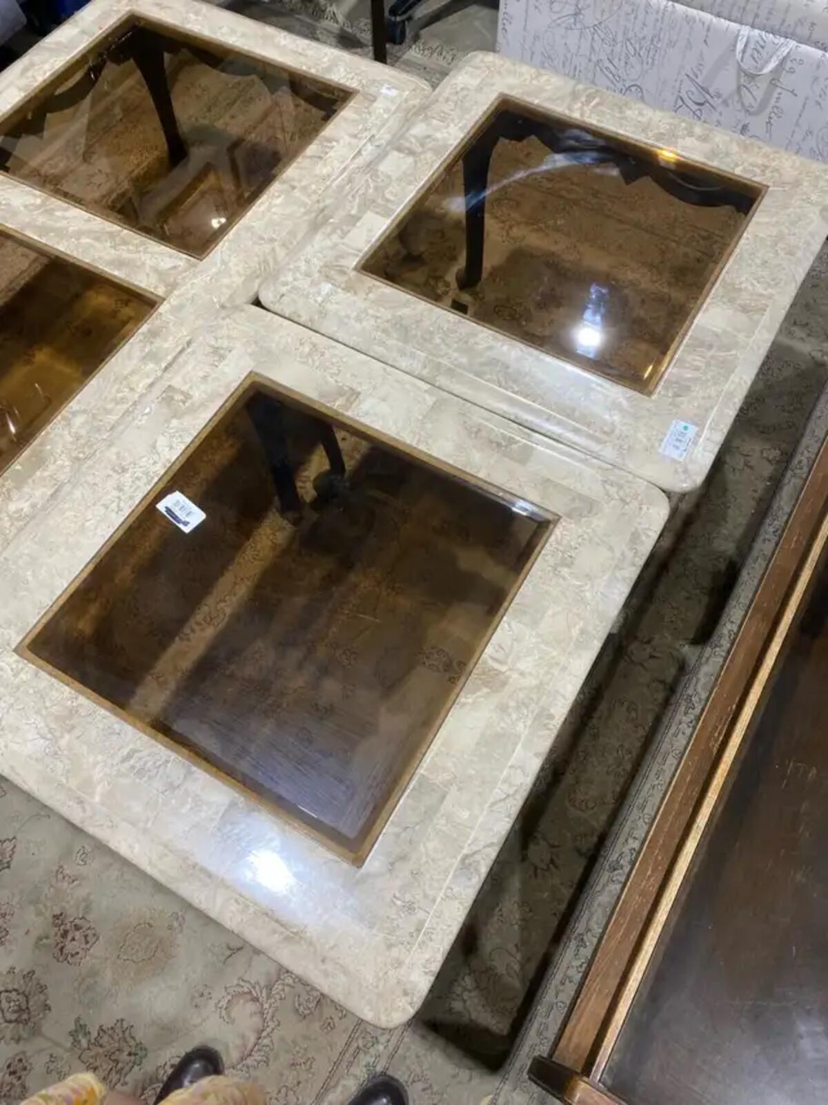 Glass & Marble Coffee/End table Set