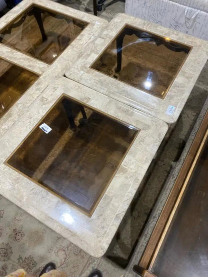 Glass & Marble Coffee/End table Set