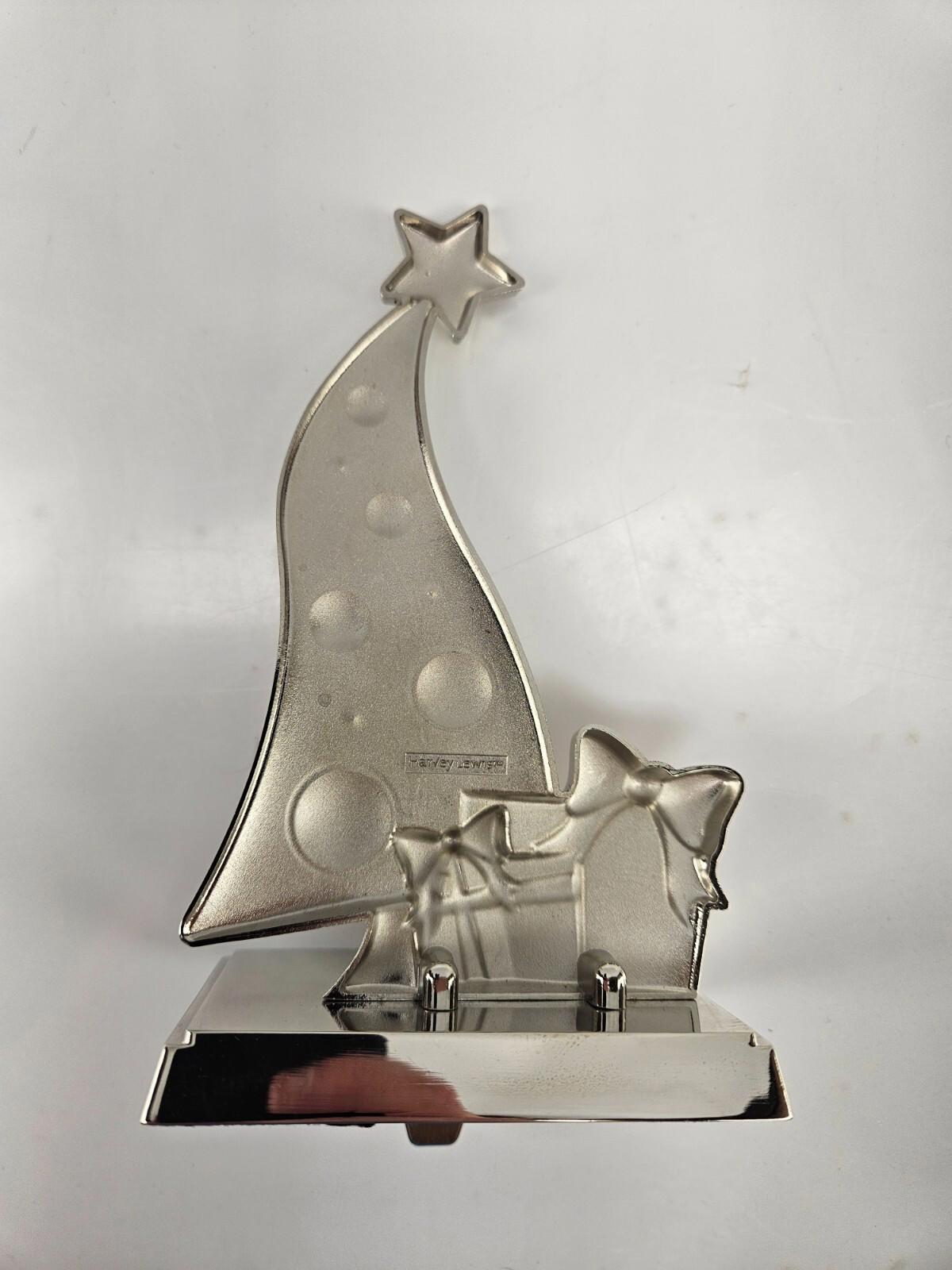 Christmas Tree Stocking Hanger w/ Swarovski Crystals Harvey Lewis Silver