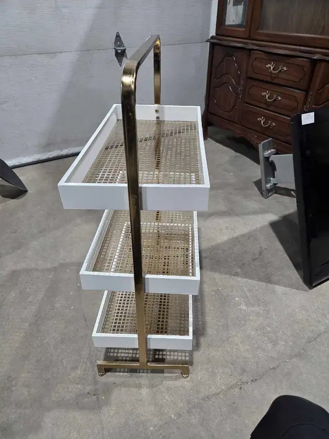 White & Gold 3-Tiered Bathroom Shelf