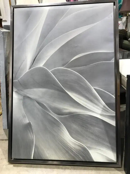Large Grey-Scale Framed Flower Wall Art