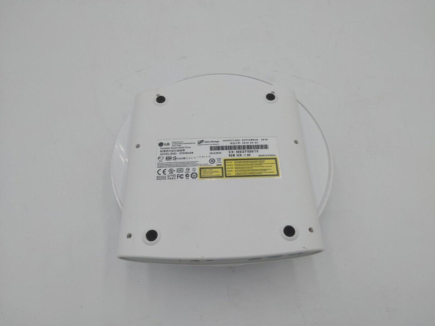 Good Condition LG Portable Super Multi Drive GP08NU6W White w/Case&Cable Working