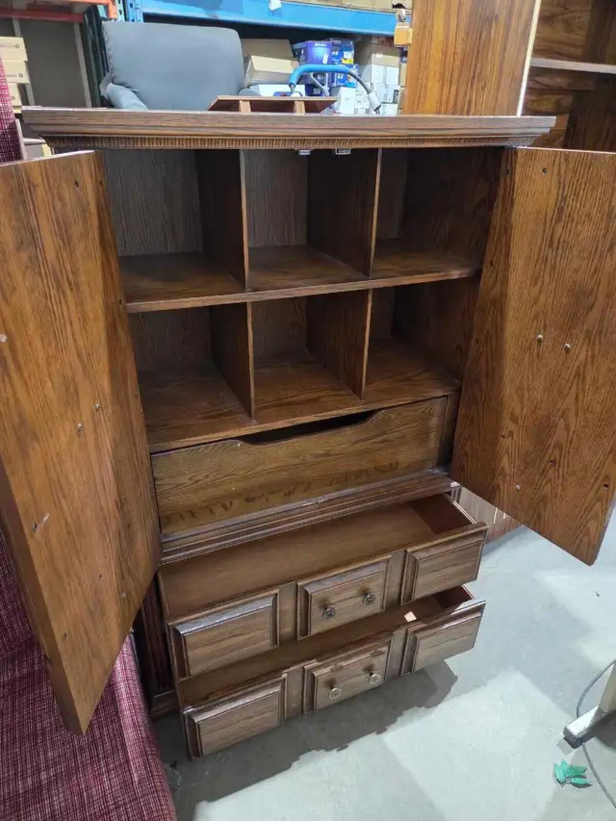 Vintage Solid Carved Wood Style Armoire
