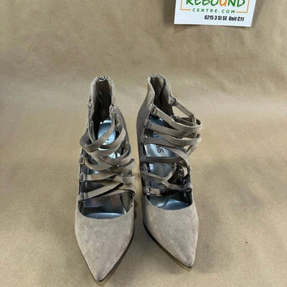 Guess Beige Suede Pointed-Toe Strappy Stiletto Heels (Size US 6.5)