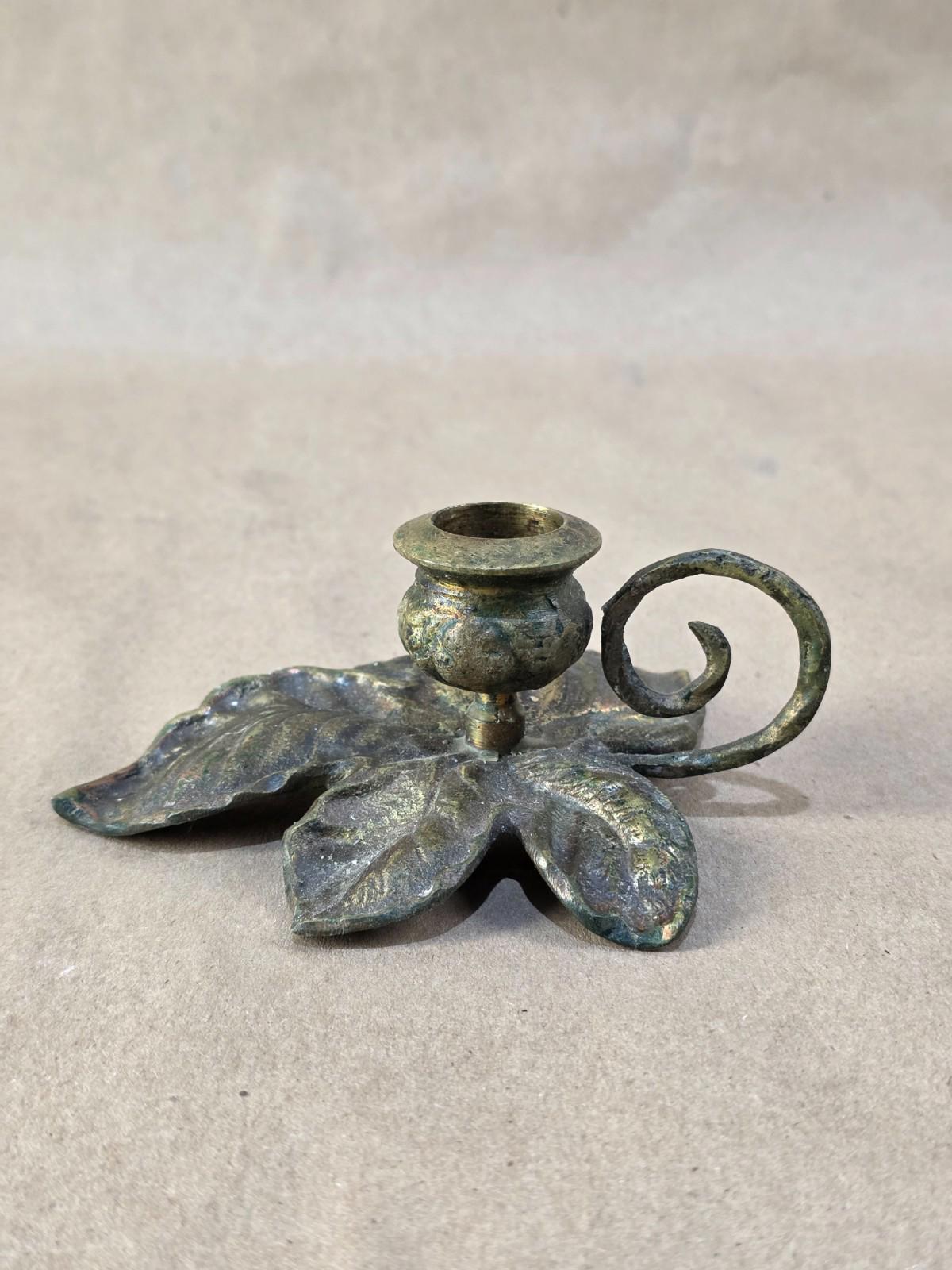 Vintage Early 20th Century Japanese Brass Lily Pad Candle Holder