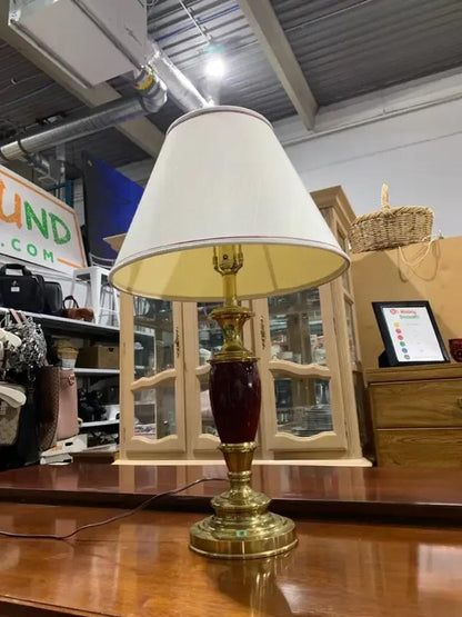 Vintage effect Gold and Maroon Table Lamp