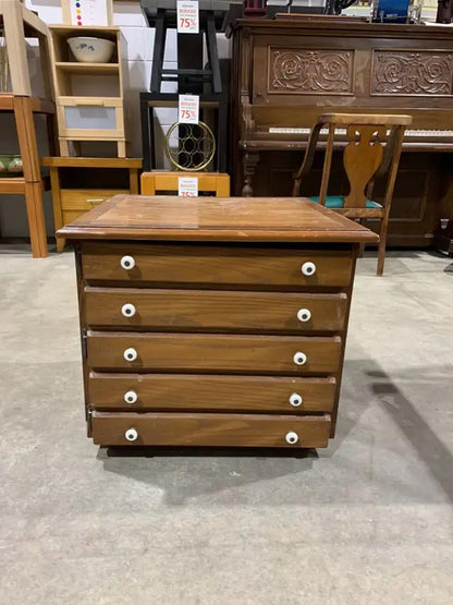 Wood Side Table with draw effect door
