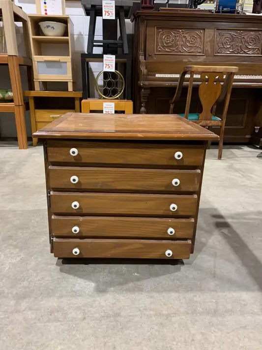 Wood Side Table with draw effect door