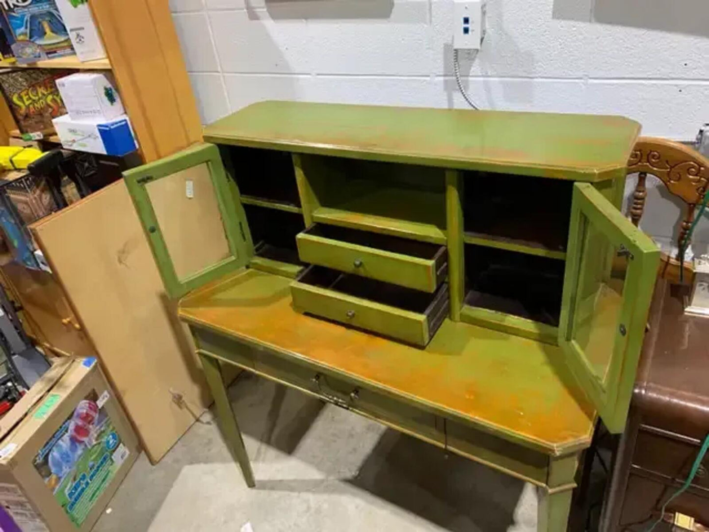 Green Urban Barn Secretary Desk with hutch