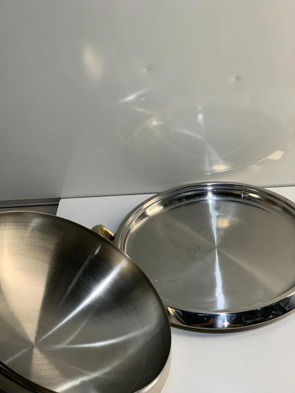 Master Cuisine Cookware 18/10 Brass Handles Serving Tray With Lid & Platter