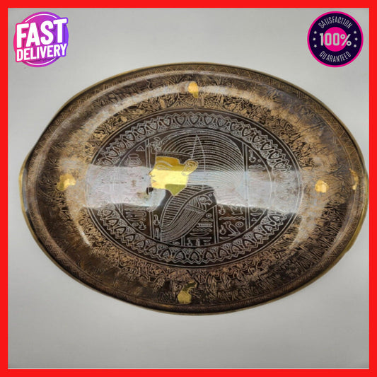 Egyptian Etched Copper Decorative 25cm Wall Plate