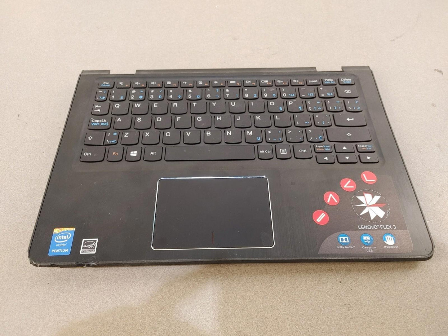 Lenovo Flex 3 Laptop Top Case Keyboard Trackpad UNTESTED Black - Fair