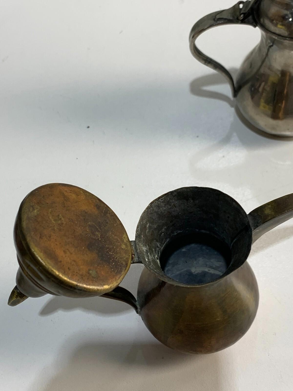 Lot of 3 Dallah Arabic Middle Eastern Antique Silver Plate Tea Coffee Pot Qahwa
