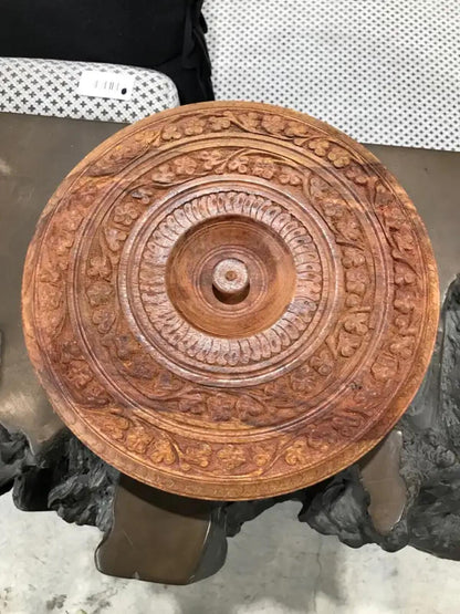 Hand Carved Wooden Dish with Lid and Segments